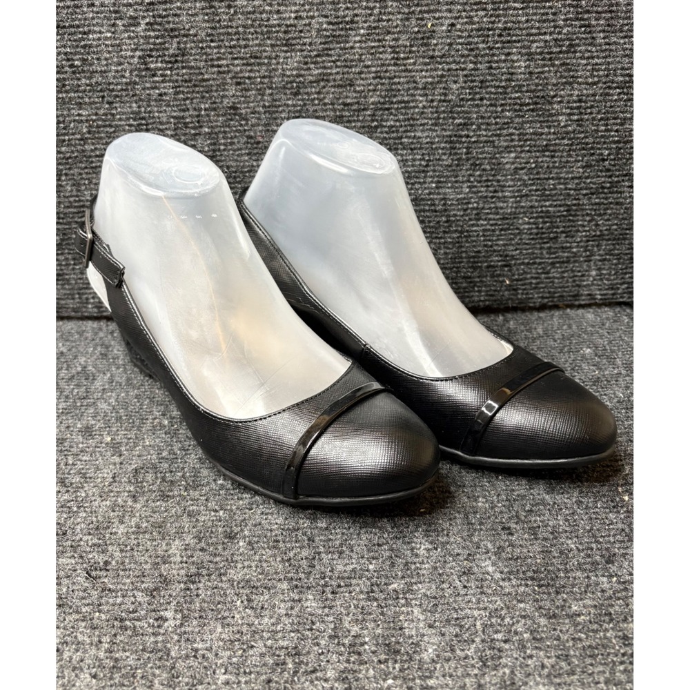 LifeStride Jean Black Slingback Wedge Pumps Soft System Comfort Shoes 8M